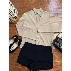 White + Warren Beige Knit Cardigan Jacket Back Lace Up Corset Detail Women's XL